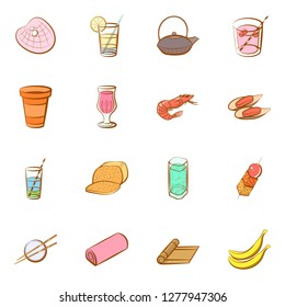 Various images set. Background for printing, design, web. Usable as icons. Colored.