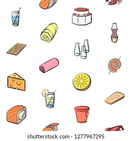 Various images set. Background for printing, design, web. Usable as icons. Seamless. Colored.
