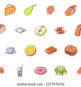 Various images set. Background for printing, design, web. Usable as icons. Seamless. Colored.