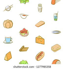 Various images set. Background for printing, design, web. Usable as icons. Seamless. Colored.