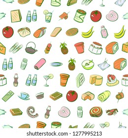 Various images set. Background for printing, design, web. Usable as icons. Seamless. Colored.