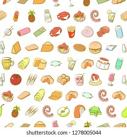 Various images set. Background for printing, design, web. Usable as icons. Seamless. Colored.
