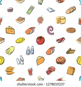 Various images set. Background for printing, design, web. Usable as icons. Seamless. Colored.