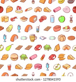 Various images set. Background for printing, design, web. Usable as icons. Seamless. Colored.
