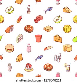 Various images set. Background for printing, design, web. Usable as icons. Seamless. Colored.
