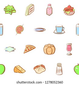 Various images set. Background for printing, design, web. Usable as icons. Seamless. Colored.