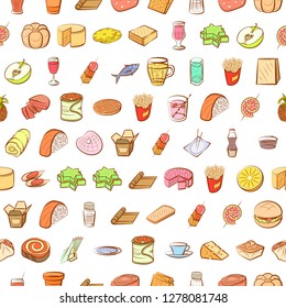 Various images set. Background for printing, design, web. Usable as icons. Seamless. Colored.