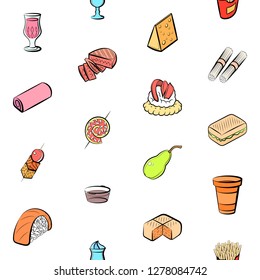 Various images set. Background for printing, design, web. Usable as icons. Seamless. Colored.