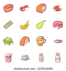 Various images set. Background for printing, design, web. Usable as icons. Colored.
