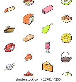 Various images set. Background for printing, design, web. Usable as icons. Seamless. Colored.