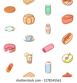 Various images set. Background for printing, design, web. Usable as icons. Seamless. Colored.