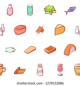 Various images set. Background for printing, design, web. Usable as icons. Seamless. Colored.