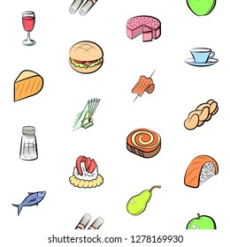 Various images set. Background for printing, design, web. Usable as icons. Seamless. Colored.