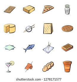 Various images set. Background for printing, design, web. Usable as icons. Colored.