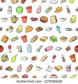 Various images set. Background for printing, design, web. Usable as icons. Seamless. Colored.