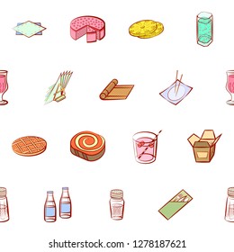 Various images set. Background for printing, design, web. Usable as icons. Seamless. Colored.