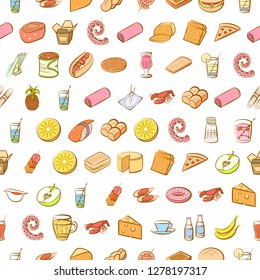 Various images set. Background for printing, design, web. Usable as icons. Seamless. Colored.