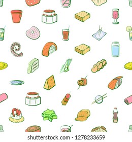 Various images set. Background for printing, design, web. Usable as icons. Seamless. Colored.