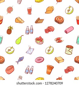 Various images set. Background for printing, design, web. Usable as icons. Seamless. Colored.
