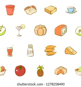 Various images set. Background for printing, design, web. Usable as icons. Seamless. Colored.