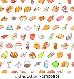 Various images set. Background for printing, design, web. Usable as icons. Seamless. Colored.