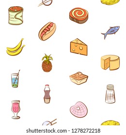 Various images set. Background for printing, design, web. Usable as icons. Seamless. Colored.