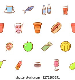Various images set. Background for printing, design, web. Usable as icons. Seamless. Colored.