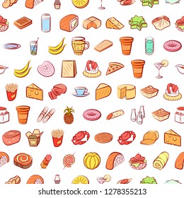 Various images set. Background for printing, design, web. Usable as icons. Seamless. Colored.