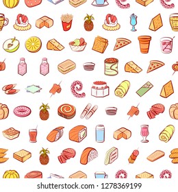 Various images set. Background for printing, design, web. Usable as icons. Seamless. Colored.