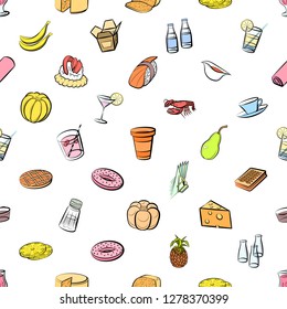 Various images set. Background for printing, design, web. Usable as icons. Seamless. Colored.