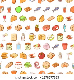 Various images set. Background for printing, design, web. Usable as icons. Seamless. Colored.