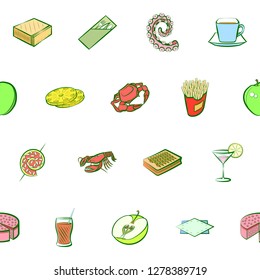 Various images set. Background for printing, design, web. Usable as icons. Seamless. Colored.