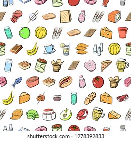 Various images set. Background for printing, design, web. Usable as icons. Seamless. Colored.