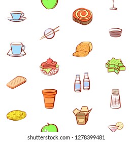 Various images set. Background for printing, design, web. Usable as icons. Seamless. Colored.