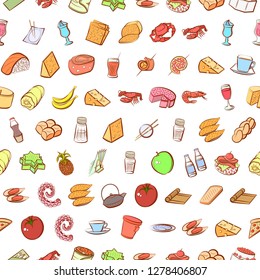 Various images set. Background for printing, design, web. Usable as icons. Seamless. Colored.