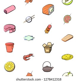 Various images set. Background for printing, design, web. Usable as icons. Seamless. Colored.