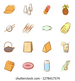 Various images set. Background for printing, design, web. Usable as icons. Colored.
