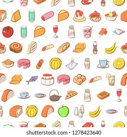 Various images set. Background for printing, design, web. Usable as icons. Seamless. Colored.