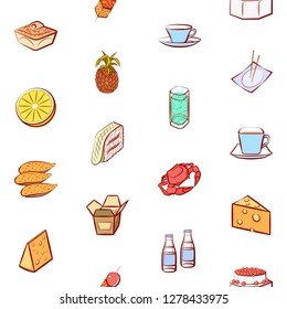 Various images set. Background for printing, design, web. Usable as icons. Seamless. Colored.