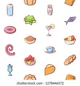 Various images set. Background for printing, design, web. Usable as icons. Seamless. Colored.