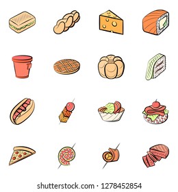 Various images set. Background for printing, design, web. Usable as icons. Colored.