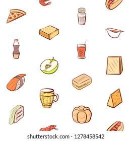 Various images set. Background for printing, design, web. Usable as icons. Seamless. Colored.