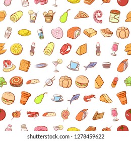 Various images set. Background for printing, design, web. Usable as icons. Seamless. Colored.