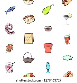 Various images set. Background for printing, design, web. Usable as icons. Seamless. Colored.