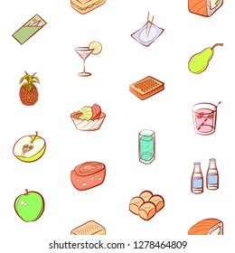 Various images set. Background for printing, design, web. Usable as icons. Seamless. Colored.