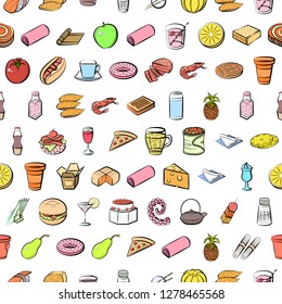 Various images set. Background for printing, design, web. Usable as icons. Seamless. Colored.