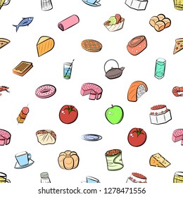 Various images set. Background for printing, design, web. Usable as icons. Seamless. Colored.