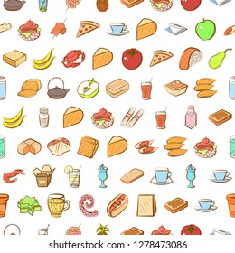 Various images set. Background for printing, design, web. Usable as icons. Seamless. Colored.