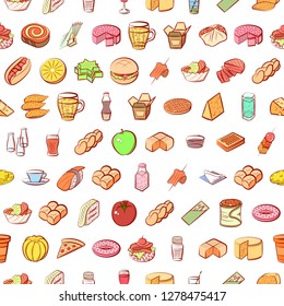 Various images set. Background for printing, design, web. Usable as icons. Seamless. Colored.