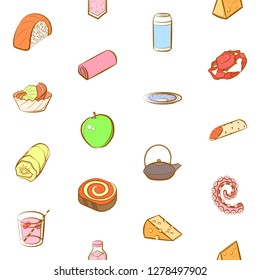 Various images set. Background for printing, design, web. Usable as icons. Seamless. Colored.
